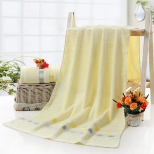 Cotton Plain Square Bath Towel Natural Environmental Protection Embroidered Bath Towel Household Towel(Off White) (OEM)
