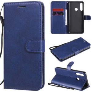 For Huawei Y6p Solid Color Horizontal Flip Protective Leather Case with Holder & Card Slots & Wallet & Lanyard(Blue) (OEM)