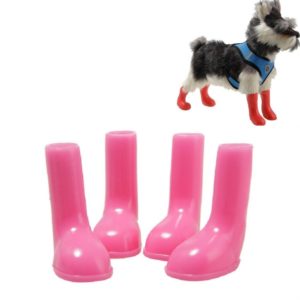 4 PCS/Set Pet Rain Boots Waterproof Non-slip Dog Shoes, Size:M(Pink) (OEM)