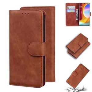 For LG Velvet / G9 Skin Feel Pure Color Flip Leather Phone Case(Brown) (OEM)