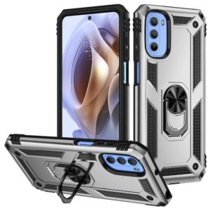 For Motorola Moto G31 / G41 Shockproof TPU + PC Phone Case with Holder(Silver) (OEM)