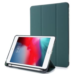For iPad Mini (2019) Airbag Horizontal Flip Leather Case with Three-fold Holder & Pen Holder(Dark Green) (OEM)