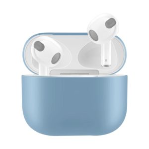Solid Color Silicone Earphone Protective Case for AirPods 3(Light Blue) (OEM)