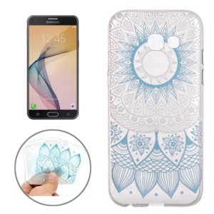 For Galaxy J7 (2017) (US Version) Blue Flower Buds Pattern Soft TPU Protective Back Cover Case (OEM)