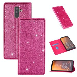 For Samsung Galaxy A6+ / J8 (2018) Ultrathin Glitter Magnetic Horizontal Flip Leather Case with Holder & Card Slots(Rose Red) (OEM)