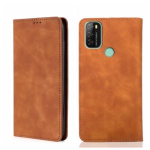 For Blackview A70 Skin Feel Magnetic Horizontal Flip Leather Phone Case(Light Brown) (OEM)