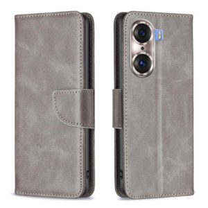 For Honor 60 Pro Lambskin Texture Pure Color Horizontal Flip Leather Phone Case(Grey) (OEM)