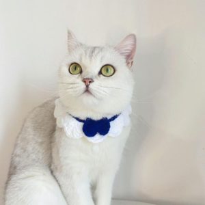 Handmade Woolen Knitting Adjustable Flower Bow Knot Cat Dog Bib Accessories Collar, Size:M 25-35cm(White) (OEM)