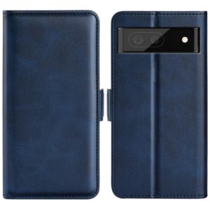 For Google Pixel 6a Dual-side Magnetic Buckle Leather Phone Case(Dark Blue) (OEM)
