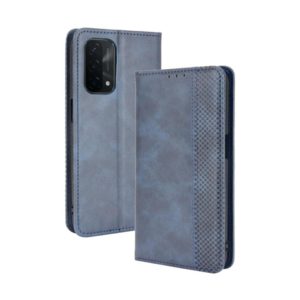 For OPPO A93 5G Magnetic Buckle Retro Crazy Horse Texture Horizontal Flip Leather Case with Holder & Card Slots & Photo Frame(Blue) (OEM)