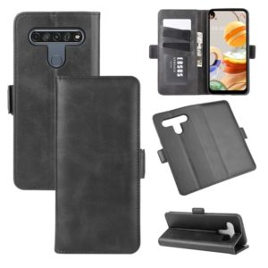 For LG K61 Dual-side Magnetic Buckle Horizontal Flip Leather Case with Holder & Card Slots & Wallet(Black) (OEM)