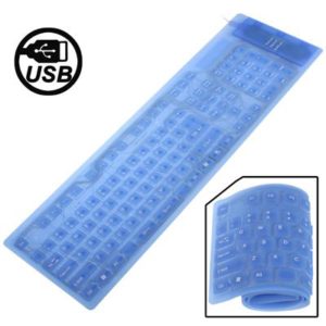 109 Keys USB 2.0 Full Sized Waterproof Flexible Silicone Keyboard (Blue) (OEM)