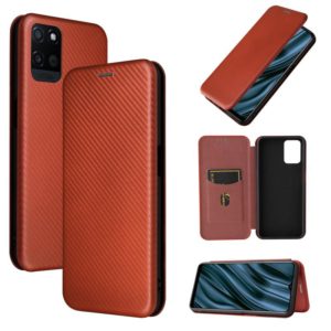 For OPPO Realme V11 5G Carbon Fiber Texture Horizontal Flip TPU + PC + PU Leather Case with Card Slot(Brown) (OEM)