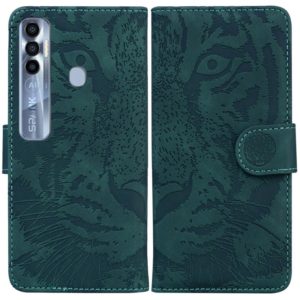 For Tecno Spark 7 Pro Tiger Embossing Pattern Horizontal Flip Leather Phone Case(Green) (OEM)
