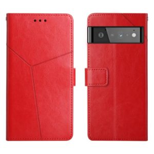 For Google Pixel 6 Y Stitching Horizontal Flip Leather Phone Case(Red) (OEM)