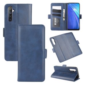 For OPPO Realme 6 Dual-side Magnetic Buckle Horizontal Flip Leather Case with Holder & Card Slots & Wallet(Dark Blue) (OEM)