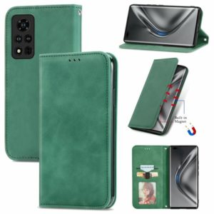 For Honor V40 5G Retro Skin Feel Business Magnetic Horizontal Flip Leather Case with Holder & Card Slots & Wallet & Photo Frame(Green) (OEM)