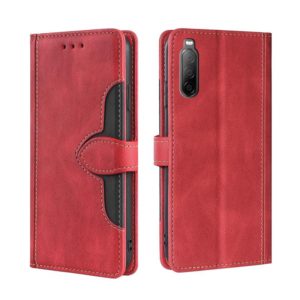 For Sony Xperia 10 II Skin Feel Straw Hat Magnetic Buckle Leather Phone Case(Red) (OEM)