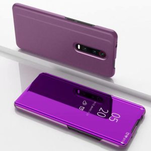For OnePlus 8 Plated Mirror Horizontal Flip Leather Case with Holder(Purple) (OEM)