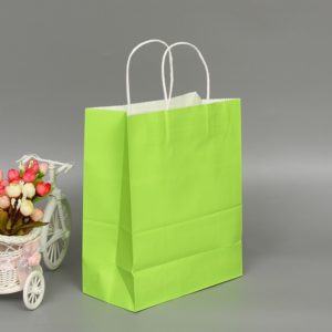 10 PCS Elegant Kraft Paper Bag With Handles for Wedding/Birthday Party/Jewelry/Clothes, Size:12x15x6cm(Light Green) (OEM)