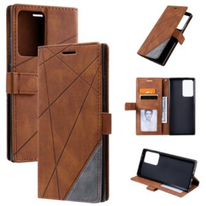 For Samsung Galaxy Note20 Ultra Skin Feel Splicing Horizontal Flip Leather Case with Holder & Card Slots & Wallet & Photo Frame(Brown) (OEM)