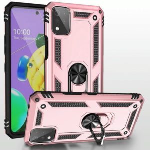 For LG K53 Shockproof TPU + PC Protective Case with 360 Degree Rotating Holder(Rose Gold) (OEM)