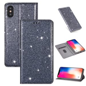 For iPhone XR Ultrathin Glitter Magnetic Horizontal Flip Leather Case with Holder & Card Slots(Gray) (OEM)