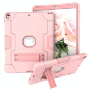 For iPad 10.5 Contrast Color Silicone + PC Combination Case with Holder(Rose Gold) (OEM)