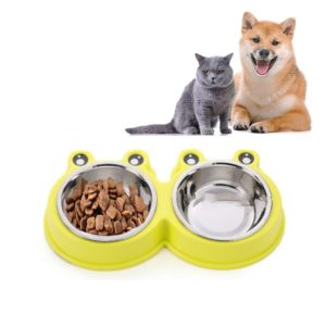 Stainless Steel Dog and Cat Double Bowl Pet Supplies(Green) (OEM)