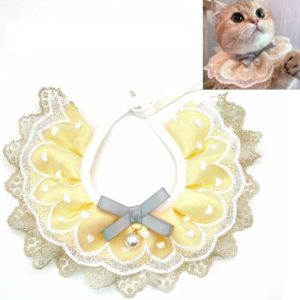 Pet Bib Adjustable Saliva Towel Lace Pearl Pendant Dog Collar, Specification: XS (OEM)