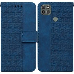 For Motorola Moto G9 Power Geometric Embossed Leather Phone Case(Blue) (OEM)