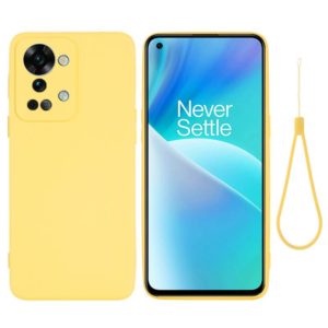 For OnePlus Nord 2T Pure Color Liquid Silicone Shockproof Phone Case(Yellow) (OEM)