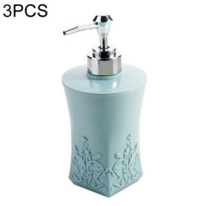 Square Press Style Carved Shower Gel Hand Soap Fill Empty Bottle (Baby Blue) (OEM)