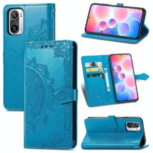 Halfway Mandala Embossing Pattern Horizontal Flip Leather Case with Holder & Card Slots & Wallet & Lanyard For Xiaomi Redmi Note 10 Pro(Blue) (OEM)