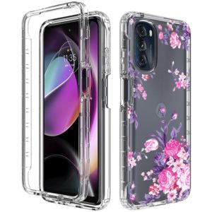 For Motorola Moto G 5G (2022) Transparent Painted Phone Case(Pink Flower) (OEM)