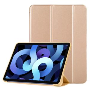TPU Three-fold Horizontal Flip Smart Leather Case with Sleep / Wake-up Function & Holder For iPad Air 2022 / 2020 10.9(Champagne Gold) (OEM)
