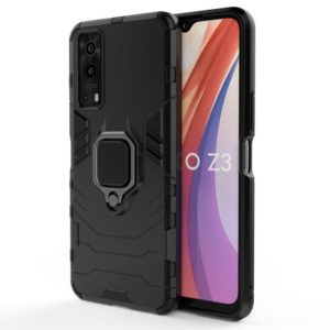For vivo iQOO Z3 5G Shockproof PC + TPU Protective Case with Magnetic Ring Holde(Black) (OEM)