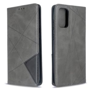 For Galaxy S20 Ultra Rhombus Texture Horizontal Flip Magnetic Leather Case with Holder & Card Slots(Grey) (OEM)