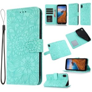 For Xiaomi Redmi 7A Skin Feel Embossed Sunflower Horizontal Flip Leather Case with Holder & Card Slots & Wallet & Lanyard(Green) (OEM)