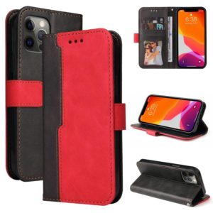 For iPhone 12 / 12 Pro Business Stitching-Color Horizontal Flip PU Leather Case with Holder & Card Slots & Photo Frame(Red) (OEM)