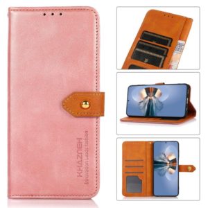 For Motorola Moto E40 / E30 / E20 KHAZNEH Dual-color Cowhide Texture Flip Leather Phone Case(Rose Gold) (OEM)