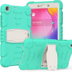 For Samsung Galaxy Tab A8.0 2019 T290 3-Layer Protection Screen Frame + PC + Silicone Shockproof Combination Case with Holder(Mint Green) (OEM)