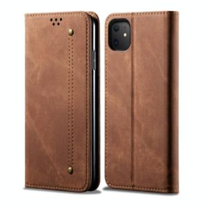 For iPhone 11 Denim Texture Casual Style Horizontal Flip Leather Case with Holder & Card Slots & Wallet(Brown) (OEM)