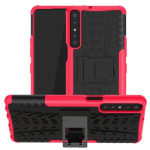 For LG Stylo 7 4G Tire Texture Shockproof TPU+PC Protective Case with Holder(Pink) (OEM)