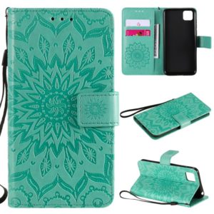 For Huawei Y5p/Honor 9S Embossed Sunflower Pattern Horizontal Flip PU Leather Case with Holder & Card Slots & Wallet & Lanyard(Green) (OEM)