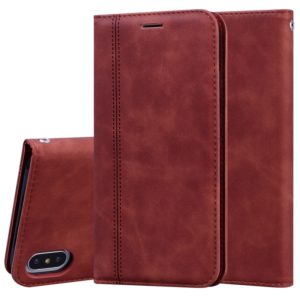 For iPhone XS Max Frosted Business Magnetic Horizontal Flip PU Leather Case with Holder & Card Slot & Lanyard(Brown) (OEM)
