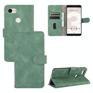 For Google Pixel 3 Solid Color Skin Feel Magnetic Buckle Horizontal Flip Calf Texture PU Leather Case with Holder & Card Slots & Wallet(Green) (OEM)