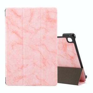 For Samsung Galaxy Tab A7 T505 Marble Texture Pattern Horizontal Flip Leather Case, with Three-folding Holder & Sleep / Wake-up(Pink) (OEM)