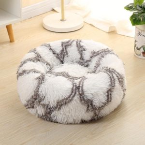 Long-haired Round Pet Kennel Warm Pet Bed, Specification: 40cm(Gray) (OEM)