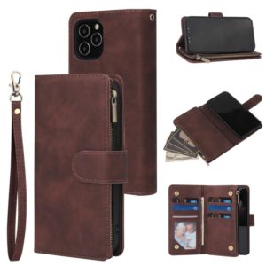 For iPhone 12 mini Multifunctional Retro Frosted Horizontal Flip Leather Case with Card Slot & Holder & Zipper Wallet & Photo Frame & Lanyard(Coffee) (OEM)